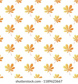 Horse chestnut leaves seamless pattern. Autumn background.
