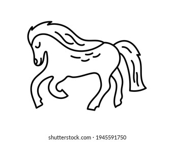 Horse. Chinese horoscope 2026 year. Animal symbol vector illustration. Black line doodle sketch. Editable path