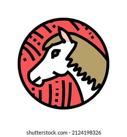 horse chinese horoscope animal color icon vector. horse chinese horoscope animal sign. isolated symbol illustration