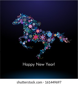  Horse. Christmas and New Year card.