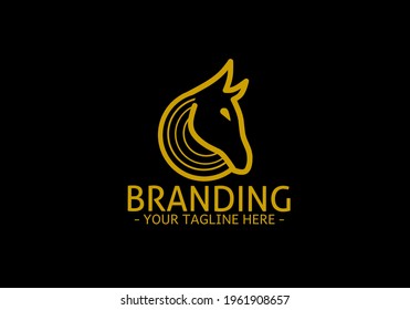 Símbolo del logotipo de círculo de caballos mascota para marca, empresa, fondo y papel tapiz. 