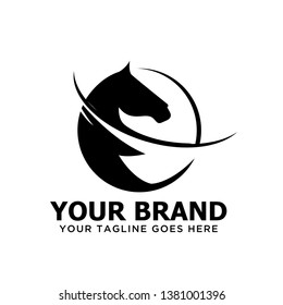 Horse circle logo with technology concept