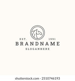 Horse circle logo vector hipster vintage icon illustration