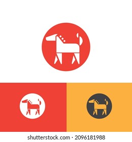 horse in circle shape vector logo design