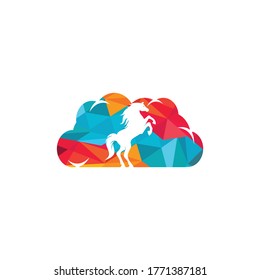Horse cloud vector logo design. Creative horse and cloud icon design.