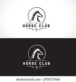 Horse Club Luxury Crest Vintage Vector Logo Template