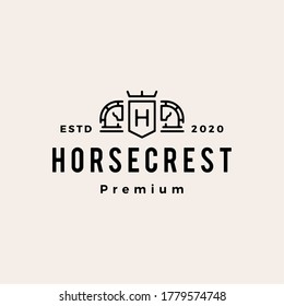 horse coat of arms hipster vintage logo vector icon illustration