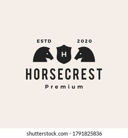 horse coat of arms hipster vintage logo vector icon illustration