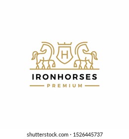 horse coat of arms logo vector icon illustration