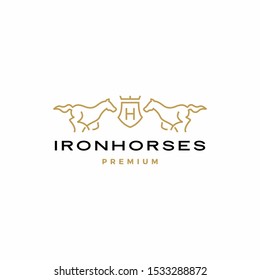 horse coat of arms logo vector icon illustration	