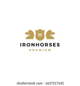 horse coat of arms logo vector icon illustration	