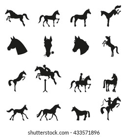 Horse collection - vector silhouette.