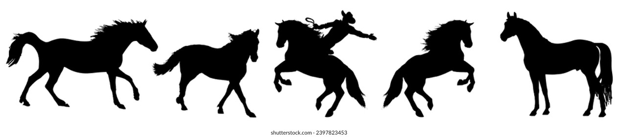 Colección de caballos - silueta vectorial. vector aislado.