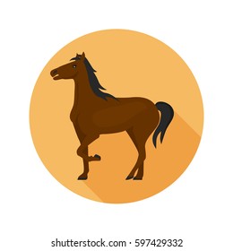 Horse color flat icon for web and mobile design