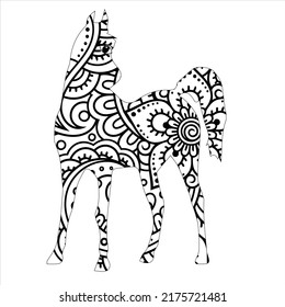 horse for coloring book, Horse mandala coloring page, colouring picture and other design element Vector
