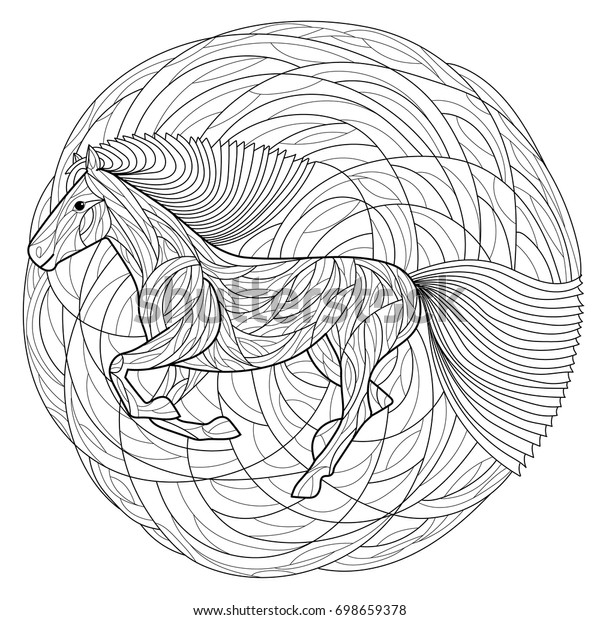 Horse Coloring Page Stock Vector (royalty Free) 698659378 