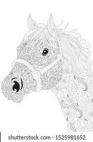 horse coloring page adults stock vector royalty free 1525981652 shutterstock