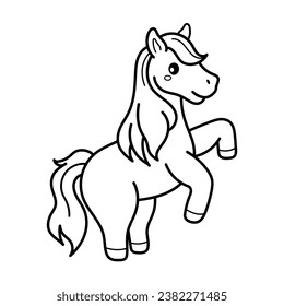 Horse. Coloring page, coloring book page. Black and white vector illustration.