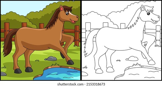 Ilustración de color de página de color de caballo