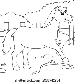 Horse Coloring Page Kids Stock Vector (Royalty Free) 2088942934 ...