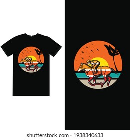 Horse coloring t-shirt design vector elements