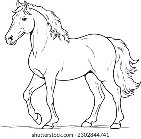 Un caballo, un libro de colorear para niños, fácil de colorear, ilustración vectorial, vectores, ánimes