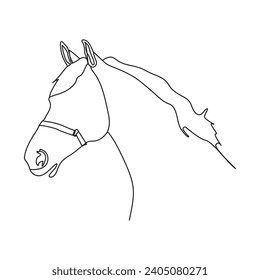 Horse in continuous line art drawing. Horse logo. Black and white vector illustration
