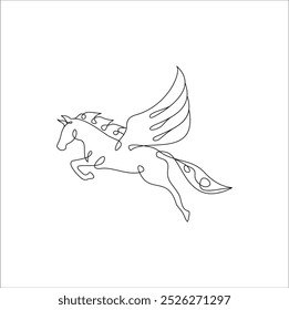 Horse in continuous line art drawing style. Black line sketch on white background. Vector illustration design. suitable for tattoo inspiration. Ep 10