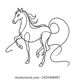 Horse Continuous line art on white background