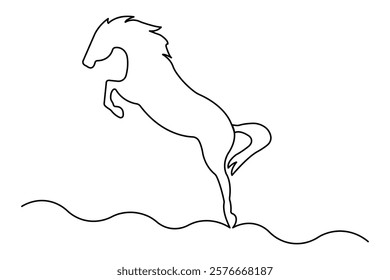 Horse continuous one line art drawing of concept doodle style outline vector icon