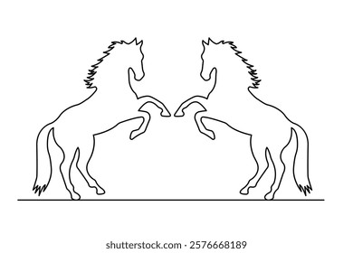 Horse continuous one line art drawing of concept doodle style outline vector icon