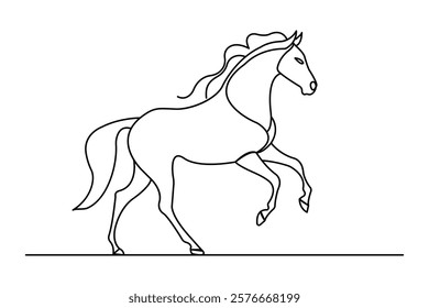 Horse continuous one line art drawing of concept doodle style outline vector icon