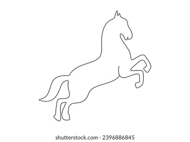 Recorrido continuo de una línea por caballo. Icono animal. Aislado en ilustración vectorial de fondo blanco. Vector premium. 