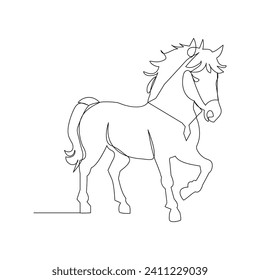 
Horse continuous one line drawing outline vector illustration