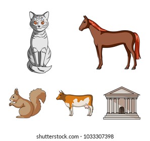 Horse, cow, cat, squirrel and other kinds of animals.Animals set collection icons in cartoon style vector symbol stock illustration web.