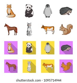 Horse, cow, cat, squirrel and other kinds of animals.Animals set collection icons in cartoon,flat style vector symbol stock illustration web.