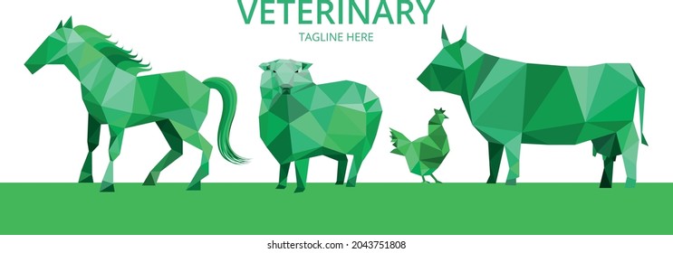 horse cow sheep hen green abstract veterinary
