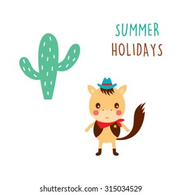 horse cowboy summer holiday vector