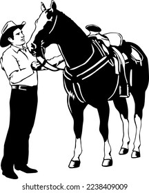 Horse and Cowboy Vector Illustration