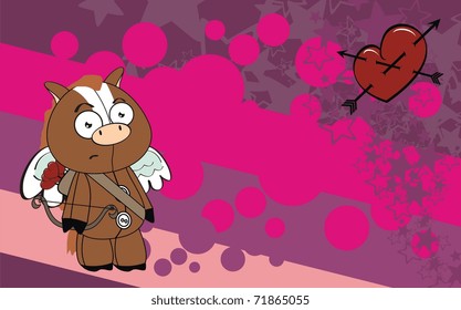 horse cupid cartoon background in vector format