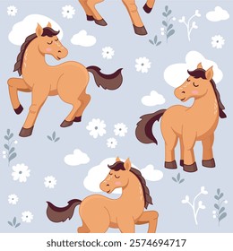 horse, cute horse, horse background, background for kids, clouds, gentle, graceful