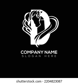 Horse with D letter  logo vector illustration design 
