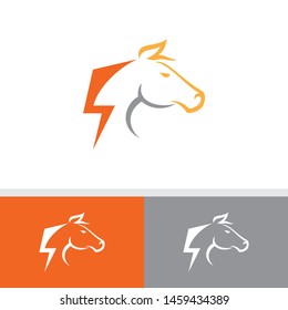 Horse Design Concept Illustration Vector Template with symbol energy. Suitable for Creative Industries, Multimedia, Entertainment, Education, Shops and other related businesses