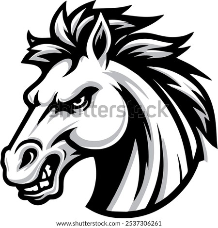 Horse Design head of horse angry vector line art