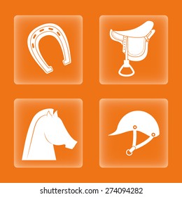 Horse design over orange background, vector illustration.