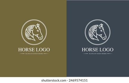 Horse design vector illustration, Creative line art horse head logo template, icon symbol