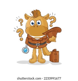 the horse detective vector. cartoon character