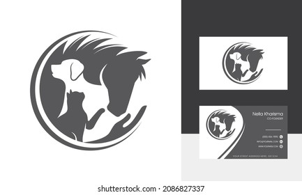 Horse, Dog, Cat Animal Logo Design Vector Template
