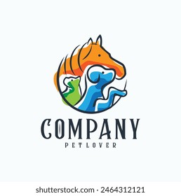 Horse, Dog, Cat Animal Logo Design Vector Template