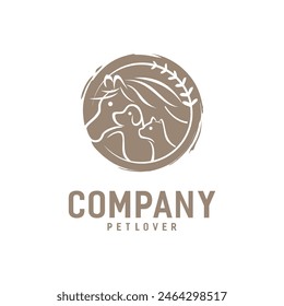 Horse Dog Cat Logo Animal Lover Illustration Stock Vector